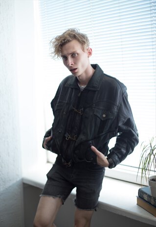 VINTAGE 80'S BLACK LEATHER JACKET