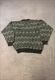 VINTAGE KNITTED JUMPER ABSTRACT PATTERNED GRANDAD SWEATER