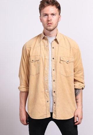 VINTAGE LEVI'S CORDUROY CORD SHIRT BEIGE
