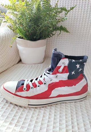 USA Flag Hi-Top Red Blue & White American Converse UK9.5