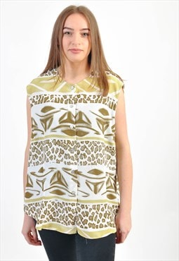 vintage sleeveless blouse in abstract print