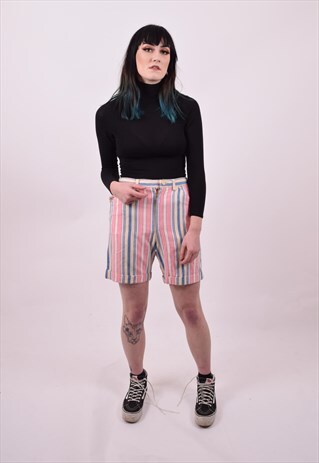 VINTAGE 80'S STRIPE HIGH WAIST SHORTS SIZE 12
