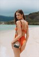SWIMSUIT WITH GATHERED STRAPS IN ORANGE