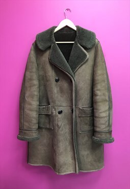 Vintage Sheepskin Coat Brown Suede Shearling 