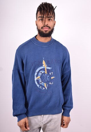 ICEBERG MENS VINTAGE JUMPER SWEATER LARGE BLUE 90'S