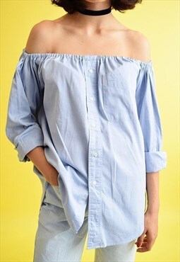 90's minimalist customized off-shoulder Scandi bespoke shirt