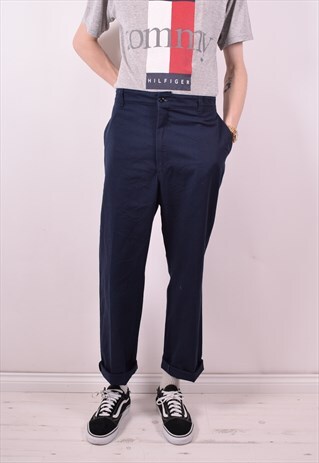 MENS VINTAGE TROUSERS W36 L30 BLUE 90S