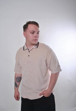 Vintage beige heritage minimalist polo shirt 