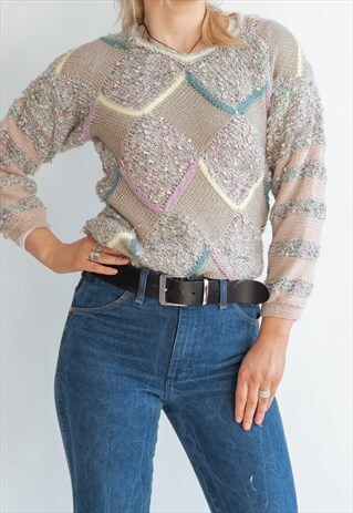 VINTAGE 80S CHIC JUMPER IN PASTEL TEXTURE