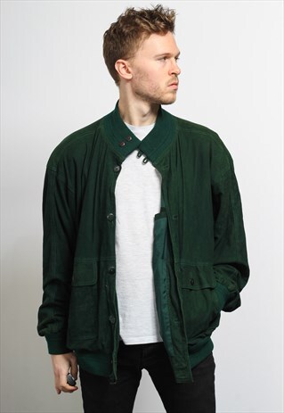 VINTAGE SUEDE BOMBER JACKET GREEN