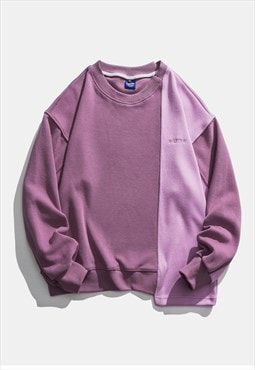 Contrast stitch sweatshirt utility jumper skate top purple