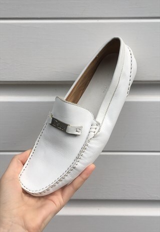WOMENS VINTAGE CHRISTIAN DIOR SHOES WHITE SLIP ON PUMPS