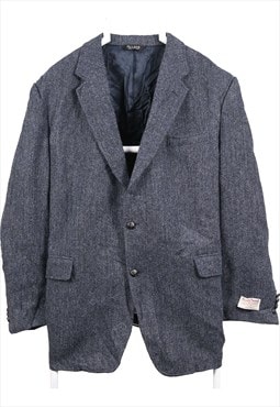 Vintage 90's Harris Tweed Blazer Tweed Wool Jacket Navy
