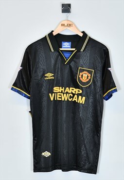 Vintage Umbro Manchester United Cantona T-Shirt Black Medium
