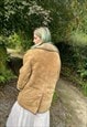 VINTAGE 90S SIZE LARGE GENUINE SUEDE SHEARLING TRENCH COAT 