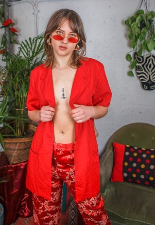 VINTAGE 80'S RED BLAZER SHIRT W / SHORT SLEEVES
