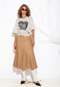 Vintage Y2K Linen Skirt in Brown