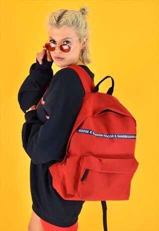 G&G UNISEX RED WRITING RIBBON RUCKSACK
