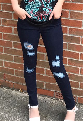 NAVY RIPPED SKINNY JEANS