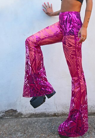 SHEER GLITTER FLARES IN PURPLE