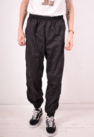PUMA MENS VINTAGE TRACKSUIT TROUSERS LARGE BLACK 90S