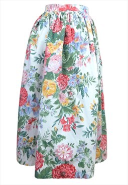 Vintage 80s Maxi Skirt Avon Cottage Floral High Rise Full