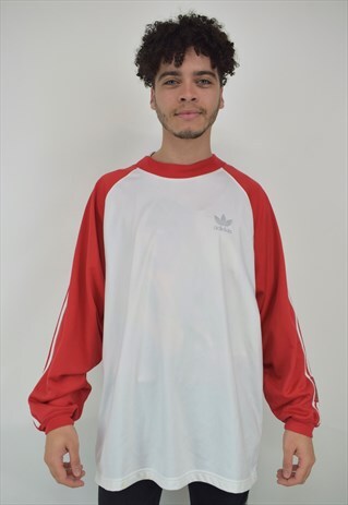 VINTAGE 90'S ADIDAS WHITE & RED SWEATSHIRT