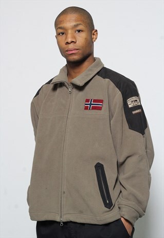 VINTAGE NAPAPIJRI FULL ZIP FLEECE BROWN