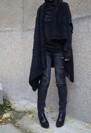 CARDIGAN FLUFFY COAT DROPPED LONG VEST LONG SLEEVE F1526