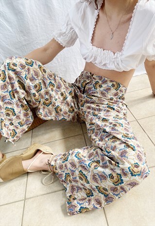 VINTAGE 90S FLORAL PRINT HIGHWAISTED HIPPIE HAREM TROUSERS