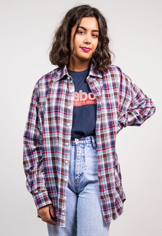 90'S VINTAGE MULTICOLOUR CHECK OVERSIZE FLANNEL SHIRT