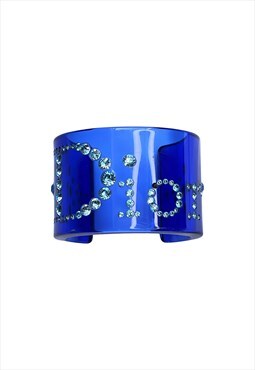 Christian Dior Bracelet Cuff Crystal Logo Rhinestone Vintage