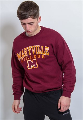 VINTAGE MARYVILLE COLLEGE USA CREW NECK SWEATER RED MEDIUM