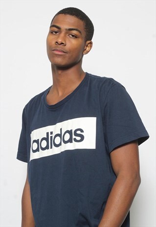 VINTAGE ADIDAS SPELLOUT LOGO T-SHIRT BLUE