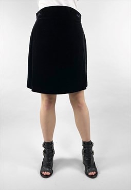 70's Vintage Ladies Skirt Black Velvet A Line Mini
