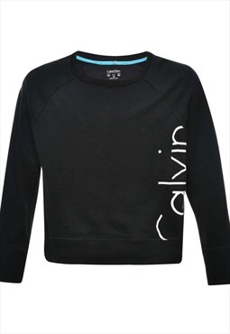 Vintage Calvin Klein Cropped Printed Sweatshirt - M