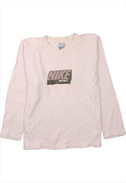 Vintage 90's Nike Sweatshirt Spellout V Neck White Large