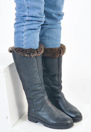 VINTAGE REAL LEATHER KNEE - HIGH WINTER BOOTS