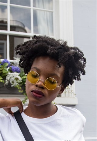 YELLOW SMALL LENS ROUND SUNGLASSES