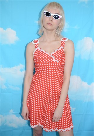 VINTAGE 60'S RED AND WHITE POLKADOT MINI DRESS