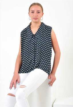 Vintage sleeveless polka dot shirt