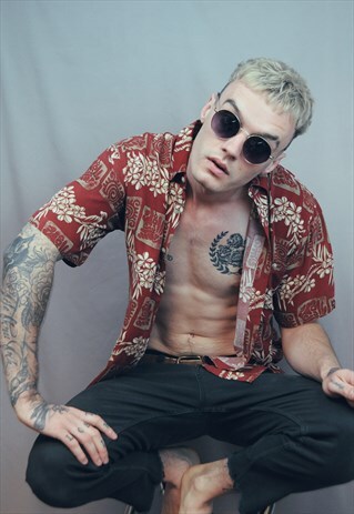 VINTAGE 90'S HAWAIIAN SHORT SLEEVE SHIRT MAROON