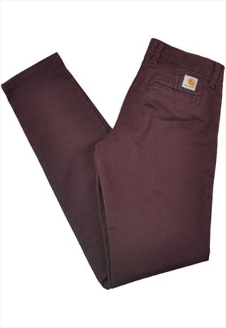 Vintage Work Pants Skinny Fit Burgundy Ladies W26 L32