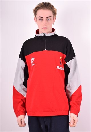 LOTTO MENS VINTAGE TRACKSUIT TOP JACKET XL RED 90'S