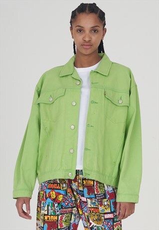 levi's neon green trucker jacket