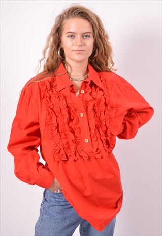 VINTAGE MOSCHINO PULLOVER SHIRT OVERSIZED RED