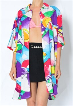 Vintage 80s Colourful Abstract Geometric Shirt
