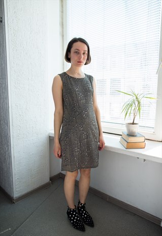 VINTAGE 80'S GOLD/BLACK SHIMMERING MINI DRESS