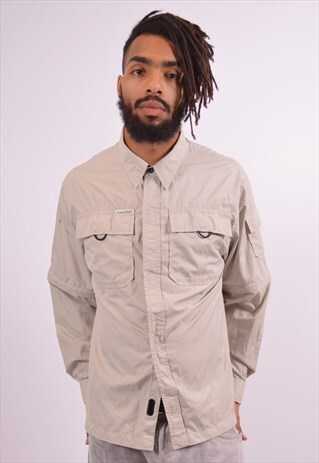 NIKE MENS VINTAGE SHIRT SMALL BEIGE 90S