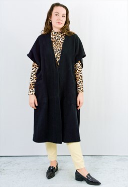 Black cape fleece sleeveless oversized warm one size XL-4XL 